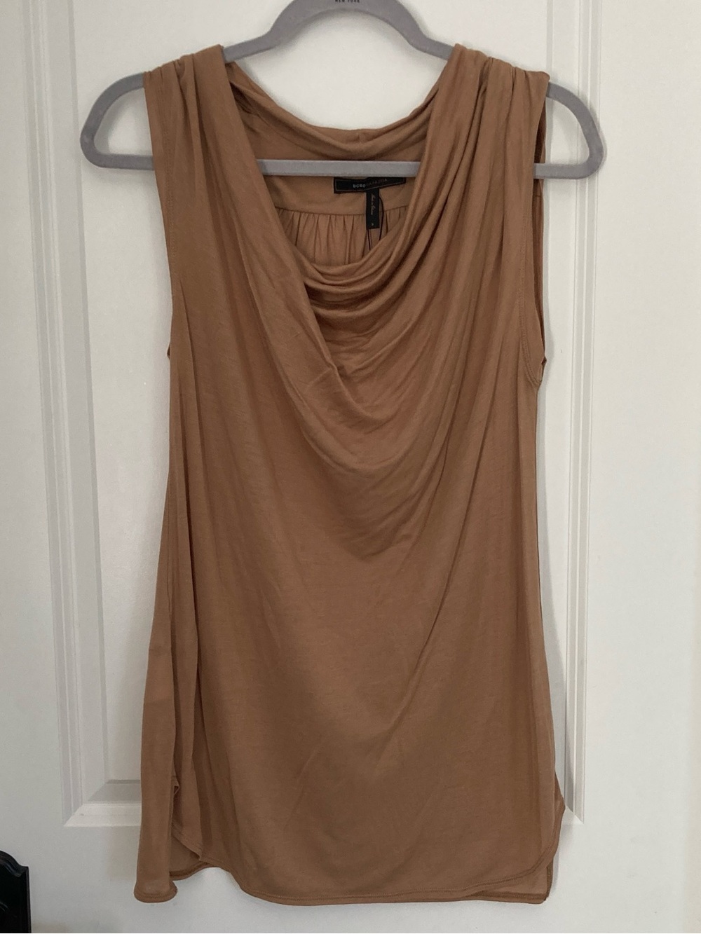 BCBGMaxAzria Sleeveless Drape Neck Camisole in Camel